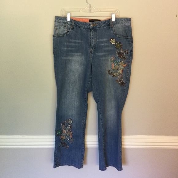 Venezia Embroidered Jeans Size 18 Waist 36” - Picture 2 of 7